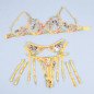 Ensemble de lingerie jaune à motif floral avec porte-jarretelles L/XL – photo 7
