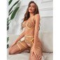 Ensemble de lingerie jaune à motif floral avec porte-jarretelles L/XL – photo 11