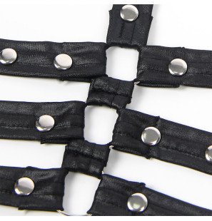 Schwarzes Leder-Bondagekleid für Erwachsene, Größe S/M – Bild 7