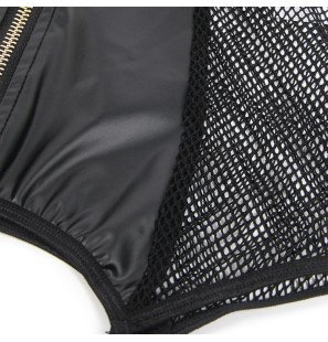 Black leather mesh dress for adults L/XL – image 8
