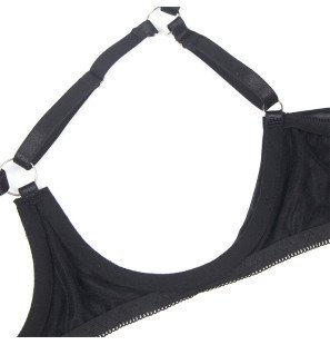 Adjustable black bra set with bow for adults – image 15