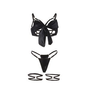 Adjustable black bow bra set L/XL for adults – image 8