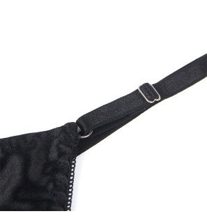 Adjustable black bow bra set L/XL for adults – image 9
