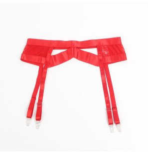 Rode bondage lingerieset met bh en kousenband S/M – foto 10