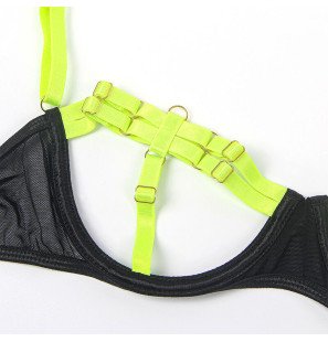 SUBBLIME ensemble de lingerie vert fluorescent avec chaîne et ornements de jambes L/XL – photo 8