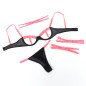 Fluorescent Pink Lingerie Set with Chain and Leg Details S/M – image 7