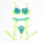 SUBBLIME Lace Bra and Suspender Belt Set, Green and Blue, S/M – image 6