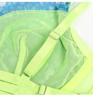 SUBBLIME Lace Bra and Suspender Belt Set, Green and Blue, S/M – image 8
