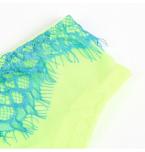 SUBBLIME Lace Bra and Suspender Belt Set, Green and Blue, S/M – image 9