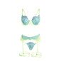 Lace Bra and Garter Set in Green and Blue L/XL – image 7