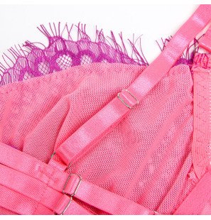 SUBBLIME kanten bh en jarretelgordel set roze en paars L/XL – foto 9