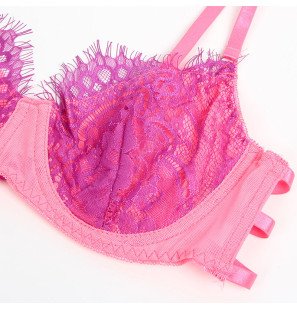 SUBBLIME koronkowy biustonosz i pas do pończoch, zestaw różowo-fioletowy L/XL – zdjęcie 10