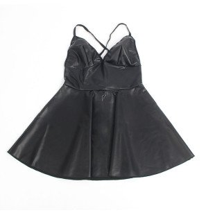 Schwarzes Kleid mit Lederriemen L/XL von Subblime – Bild 7