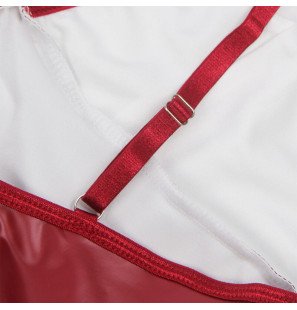 Bordeauxfarbenes Leder-Dessouskleid mit Riemchen S/M – Bild 8