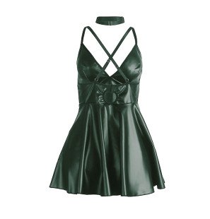 Groene lederen bandjesjurk S/M voor intieme wellness – foto 6