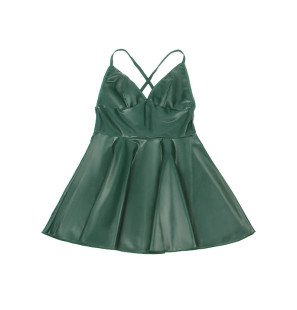 Groene lederen bandjesjurk S/M voor intieme wellness – foto 7