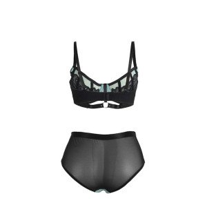 Green patent leather mesh bra set with zip by SUBBLIME, size S/M – image 6