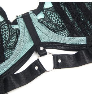 Groene lakleren mesh bh set met rits SUBBLIME L/XL – foto 9