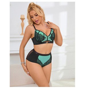 Green patent leather mesh bra set with zip SUBBLIME L/XL – image 11