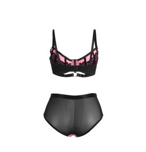 SUBBLIME pink patent-leather mesh bra set with zip L/XL – image 6