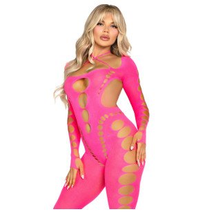 Leg Avenue Pink Open-Back Bodystocking – One Size – image 3