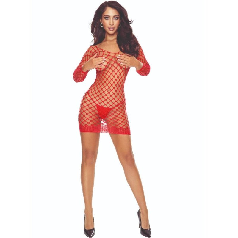 PASSION roter Bodystocking mit Netzmuster – Bild 1