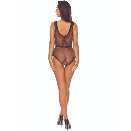 Zwarte grid bodystocking voor volwassenen – foto 2