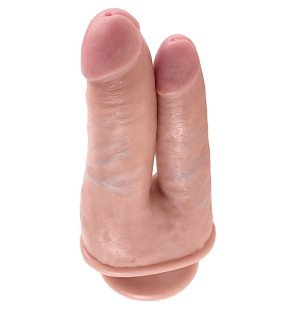 King Cock podwójne dildo z przyssawką i realistycznym kształtem – zdjęcie 1