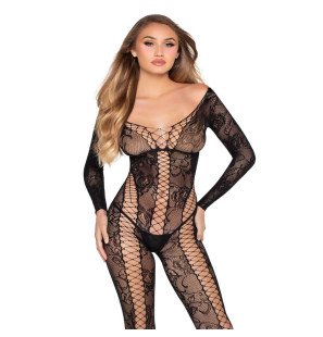 Schwarzer Spitzen-Netz-Jumpsuit von Leg Avenue – Einheitsgröße – Bild 1
