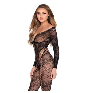 Schwarzer Spitzen-Netz-Jumpsuit von Leg Avenue – Einheitsgröße – Bild 2