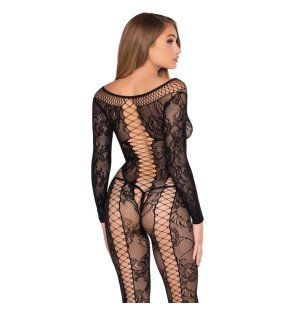 Schwarzer Spitzen-Netz-Jumpsuit von Leg Avenue – Einheitsgröße – Bild 3