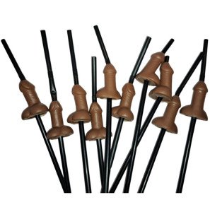 DIABLO PICANTE – pailles noires en forme de pénis pour adultes – 10 pièces – photo 1