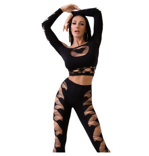 Chilirose schwarzes Dessous-Set mit Top und Leggings – Größe S/L – Bild 1