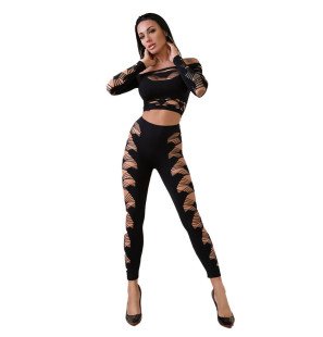 Chilirose zwarte lingerieset met top en legging – maat S/L – foto 2
