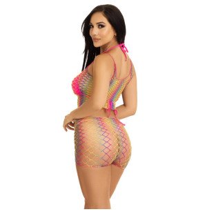 LEG AVENUE multicolor mesh lingerieset met top en pantalon – foto 2
