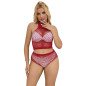Red fishnet lingerie set with diamond pattern – one size – image 1 Red fishnet lingerie set with diamond pattern – one size – image 1