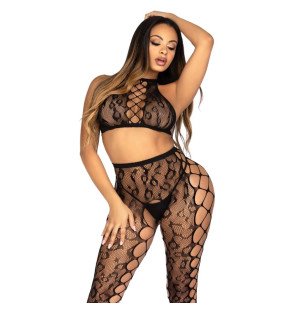 LEG AVENUE Black Crotchless Lingerie Set with Crop Top and Leggings – image 5
