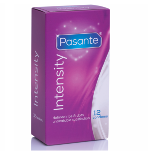 PASANTE Studded and Ribbed Condoms 190 mm, 12 Pack – image 1