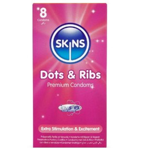 SKINS Dots en Ribs premiumowe prezerwatywy teksturowane, 8 sztuk – zdjęcie 1