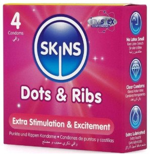 SKINS Premium condooms met nopjes en ribbels, pak van 4