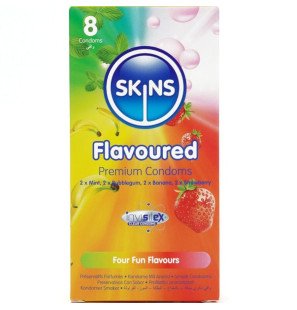SKINS Premium Kondome mit Minzgeschmack, Packung mit 8 – Bild 1
