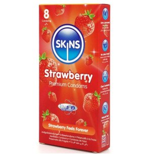 SKINS strawberry condoms, 190 mm, pack of 8 – image 2