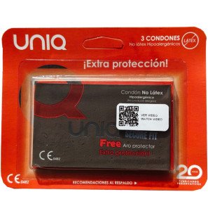 UNIQ - VEILIG PASVORM LATEXVRIJE CONDOOMS 3 STUKS