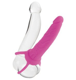CALEXOTICS double gode avec harnais rose, format 14 cm – photo 1