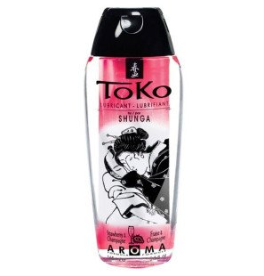 Shunga Toko lubrykant na bazie wody o smaku truskawki i szampana 165 ml – zdjęcie 1