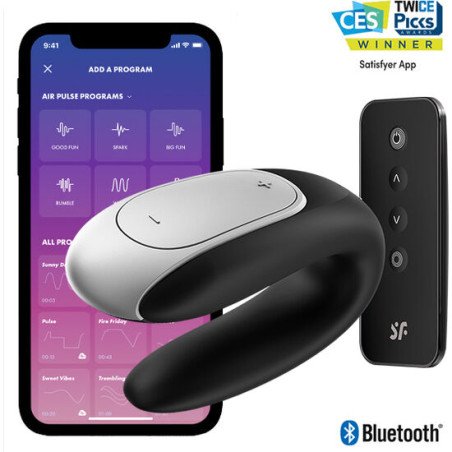 SATISFYER - DOUBLE FUN PARTNER VIBRATOR ZWART
