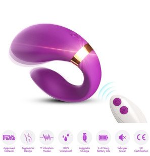 Violet vibrator for couples with remote control 35 mm – image 1