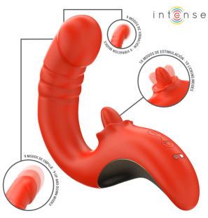 Intense Paulina U-vorm vibrator en stimulator rood