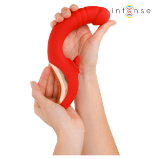 Intense Paulina – wibrator i stymulator w kształcie U, czerwony – zdjęcie 2