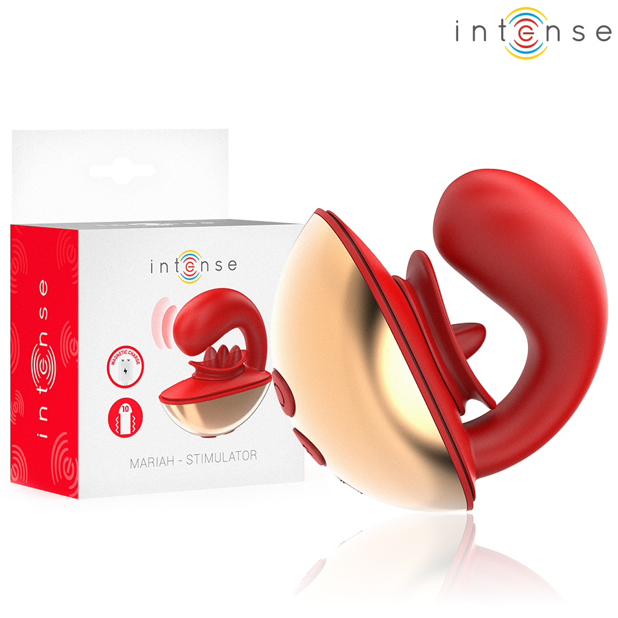 U-shaped vibrator and stimulator with 10 vibrations, red – image 1